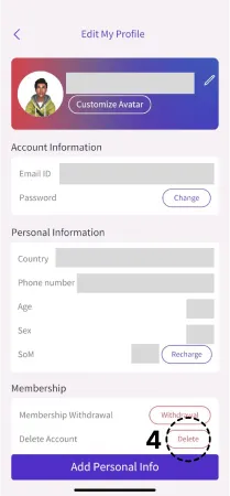 Edit My Profile screen with steps